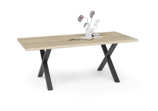 Esstisch - LB ca. 200x100 cm, Eiche sägerau, Schwarz