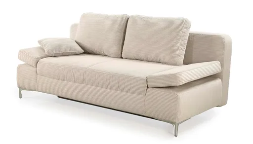 Schlafsofa - 2-Sitzer inkl. Schlaffunktion, Bettkasten und Armteilverstellungen, Stoff, Graubeige