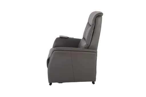 TV-Sessel MARIK - Relaxfunktion, Kopfteil verstellbar, Leder, Dunkelgrau