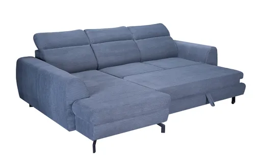 Ecksofa - Ecke links, 2-Sitzer inkl. Schlaffunktion mit Bettkasten, Stoff, Grau