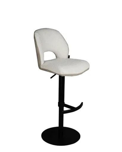 Barhocker MAILE - drehbar, höhenverstellbar, Stoff, Creme
