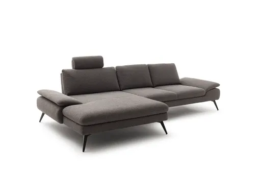 Ecksofa Collina - Longchair links, 2,5-Sitzer, Stoff, Dunkelgrau