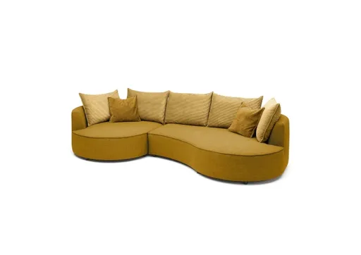 Ecksofa - Ecke links, 2-Sitzer, Stoff, Curry