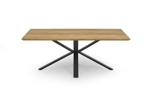 Esstisch - LB ca. 200x100 cm, Eiche massiv geölt, Schweizer Kante, Schwarz