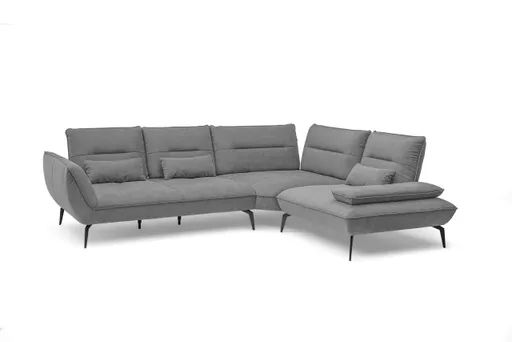 Ecksofa PAYTON - 2,5-Sitzer, Ecke rechts inkl. Rückenneigung, Armteilverstellung, Stoff, Grau