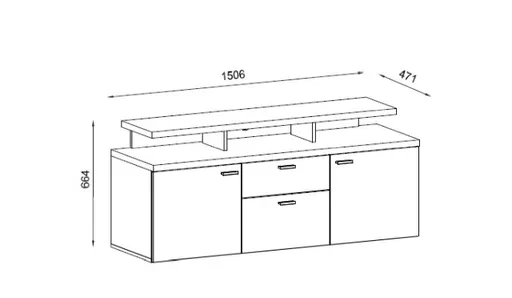 TV-Lowboard - B ca. 151 cm, Matera, Eiche Coast Evoke Nachbildung
