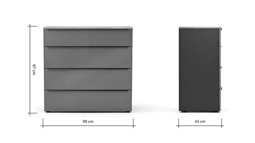 Kommode Colorado Beimöbel - BHT ca. 90x87x43 cm, Dunkelgrau, Griffe schwarz