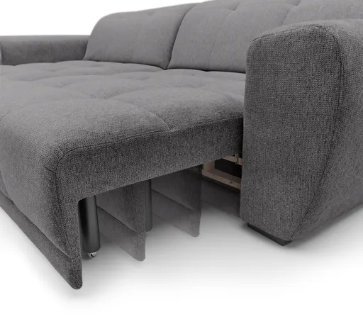 Ecksofa - Longchair links mit 2-Sitzer, Kopfteil verstellbar, Sitztiefe verstellbar motorisch, Stoff, Anthrazit