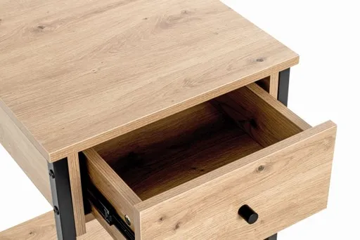 Beistelltisch - B/H/T ca. 40x55x40 cm, Eiche Nachbildung, Schwarz