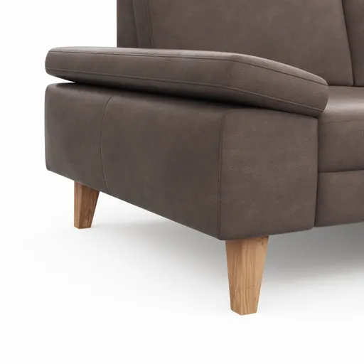 Ecksofa Houston - 2,5-Sitzer, Eckelement und 1-Sitzer mit Abschlussteil rechts,  inkl. Sitztiefenverstellung und Armlehne klappbar, Leder, Dunkelbraun