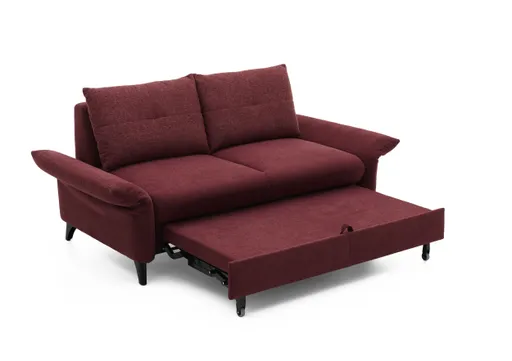 Sofa - 2-Sitzer, Schlaffunktion (manuell), Flachgewebe, Weinrot