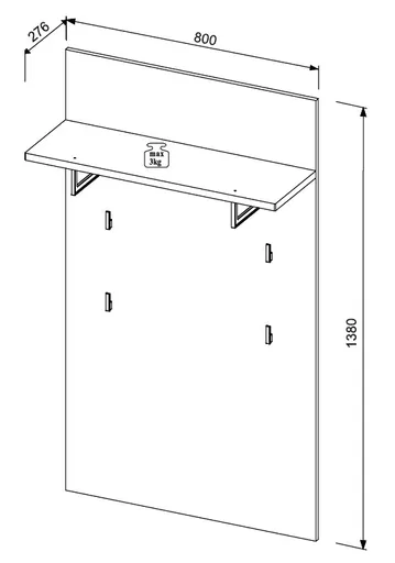 Garderobenpaneel - B ca. 80 cm, Riva Eiche Nachbildung