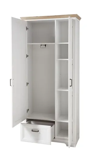 Garderobenschrank - B ca. 93 cm, Weiß, Artisan Eiche Nachbildung