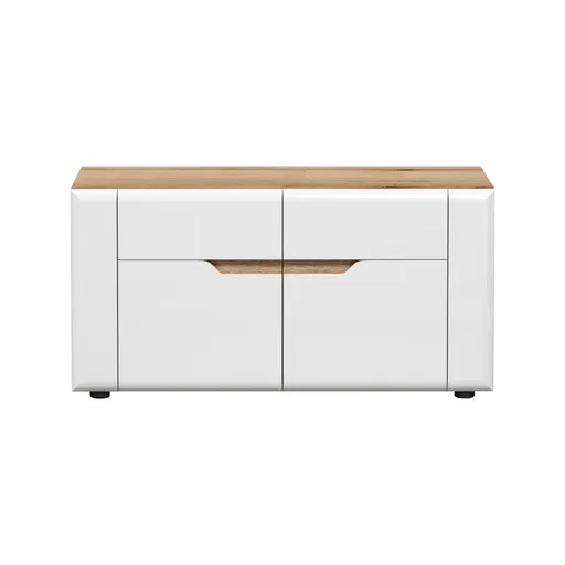 Sitzbank - B ca. 91 cm, Eiche Evoke Nachbildung, Weiß Hochglanz