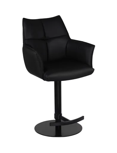 Barhocker MELE - drehbar, höhenverstellbar, Leder, Schwarz