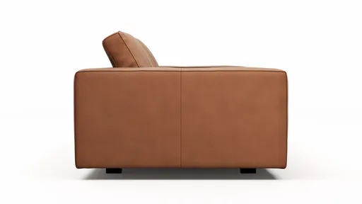 Sofa Aprino 1 - 3,5-Sitzer L, Dickleder, Cognac, Armlehne Block breit