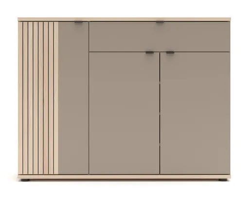Schuhschrank - B ca. 133 cm, Riva Eiche Nachbildung, Basalt