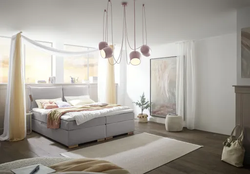 Boxspringbett SANDRIN A- Liegefläche ca. 180x200 cm, Stoff, Hellgrau, inkl. Stauraum