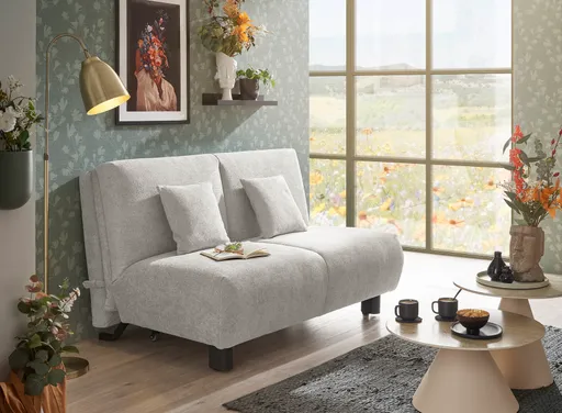 Faltsofa EBBY - 2-Sitzer ohne Armlehne, 140 cm inkl. Schlaffunktion/Relaxfunktion, Stoff, Creme