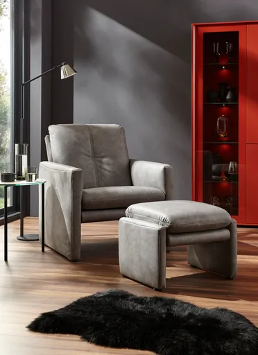 Hocker Tenero - inkl. Sitzhöhe verstellbar, Stoff, Grau