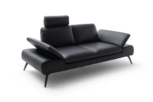 Sofa Collina - 2,5-Sitzer, Leder, Schwarz