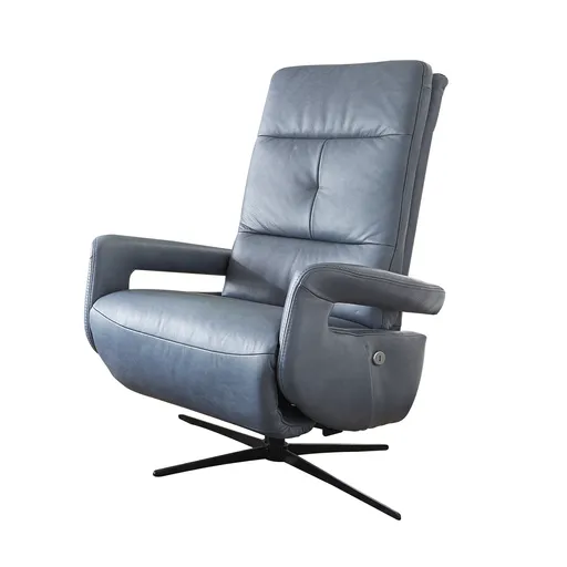 TV-Sessel Melbourne - Relaxfunktion motorisch, Größe M, Leder, Steel