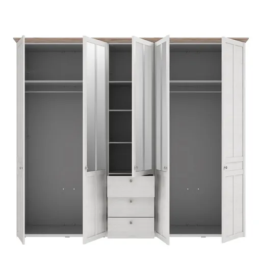 Drehtürenschrank FALLA - B ca. 254 cm, Weiß, Eiche Dekor