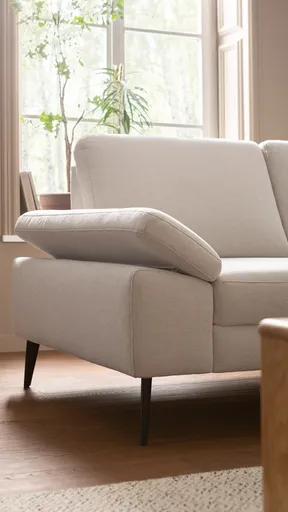 Ecksofa Houston - 2,5-Sitzer, Eckelement und 1-Sitzer mit Abschlussteil rechts,  inkl. Sitztiefenverstellung und Armlehne klappbar, Stoff, Natur