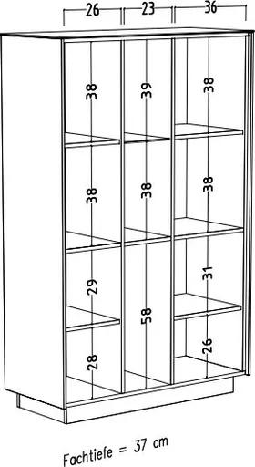 Highboard - mit Beleuchtung, B ca. 96 cm, Anthrazit, Eiche massiv
