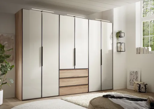 Drehtürenschrank - B. ca. 298 cm, Sandglas, Eiche Dekor