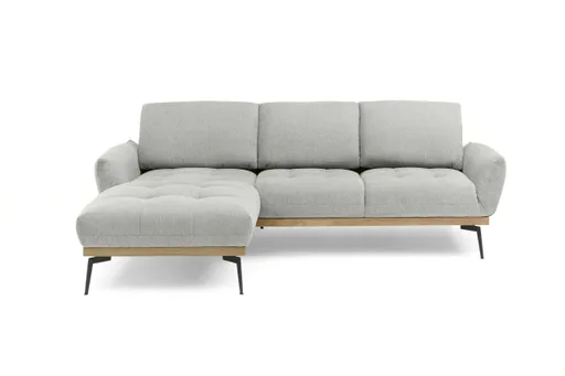 Ecksofa EDDIE - Ecke links, 2-Sitzer inkl. Rückenverstellungen, Stoff, Hellgrau