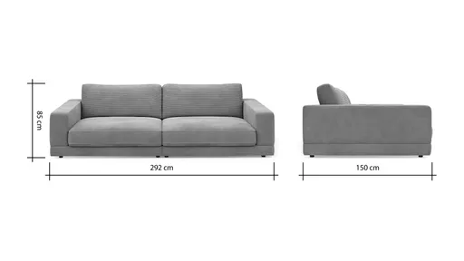Megasofa Juni Lounge- B ca. 292 cm, Stoff, Anthrazit