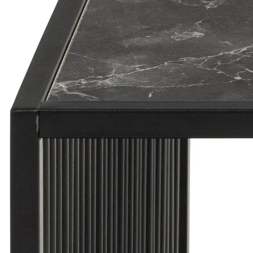 Couchtisch - LB ca. 80x80 cm, Marmoroptik, Schwarz