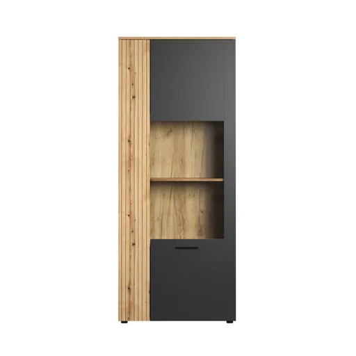 Vitrine - B ca. 80 cm, Anthrazit, Eiche Coast Evoke Nachbildung