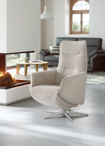 Relaxsessel Riposo - inkl. motorischer Relaxfunktion mit Aufstehhilfe, Stoff, Graubeige