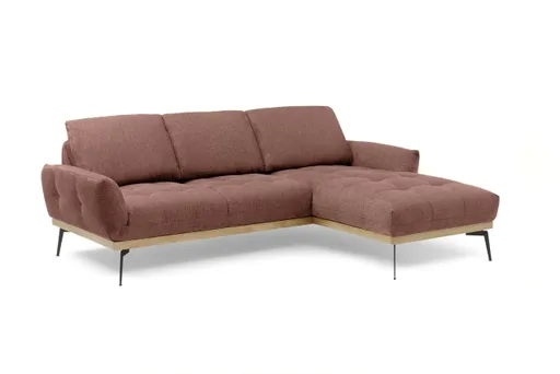 Ecksofa EDDIE - 2-Sitzer, Ecke rechts inkl. Rückenverstellungen, Stoff, Koralle