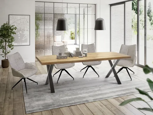 Stuhl MAUREEN - drehbar, Stoff, Creme