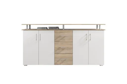 Highboard - B ca. 178 cm, Sonoma Eiche Nachbildung, Weiß