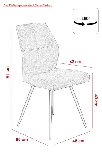 Stuhl - drehbar, Stoff, Vintage Anthrazit