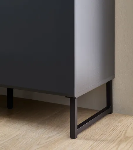 Sideboard - mit Beleuchtung, B ca. 174 cm, Graphit, Marmor Nachbildung hell