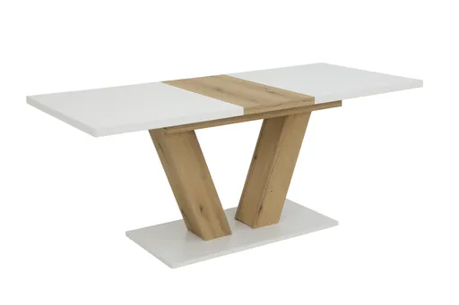 Esstisch - ausziehbar, LB ca. 140x80 cm, Weiß, Evoke Eiche Nachbildung
