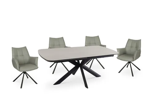 Esstisch MAXIE - ausziehbar, LB ca. 190x98 cm, Glaskeramik, Travertin farbig