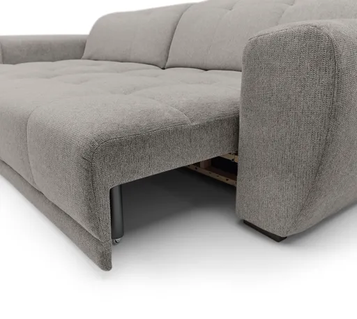 Ecksofa - Longchair links mit 2-Sitzer, Kopfteil verstellbar, Sitztiefe verstellbar motorisch, Stoff, Taupe