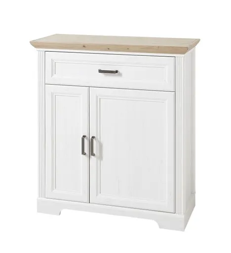 Schuhschrank - B ca. 93 cm, Weiß, Artisan Eiche Nachbildung