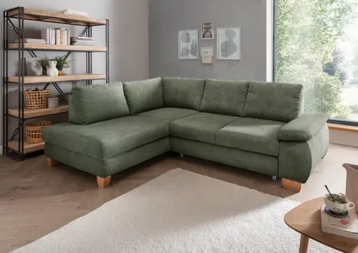 Ecksofa - Ecke links und 2-Sitzer, Stoff, Dunkelgrün