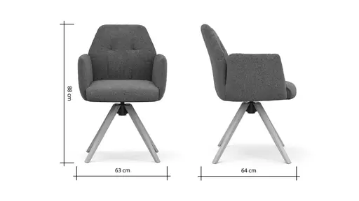 Armlehnstuhl Nashville - drehbar, Stoff, Dunkelbraun