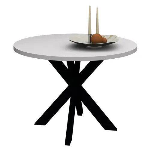 Esstisch - Ø/H ca. 110x75 cm, Weiß, Schwarz