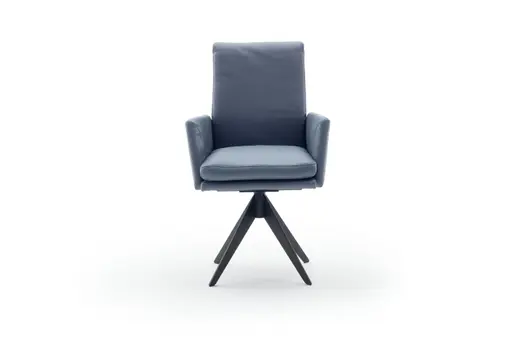 Armlehnstuhl Valloni, Leder, Hellblau