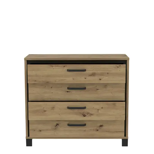 Kommode FARIDA - Eiche Dekor, Schwarz