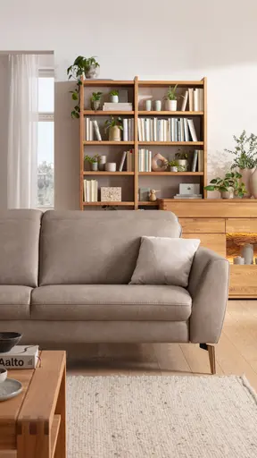 Sofa Tulsa KV - 2,5-Sitzer, inkl. Kopfteilverstellung, Leder, Graubeige